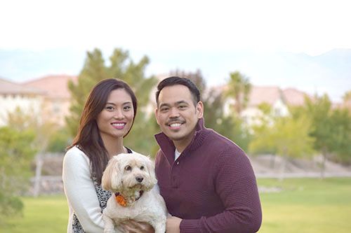 Dr. Aimee Villamayor with her husband and dog