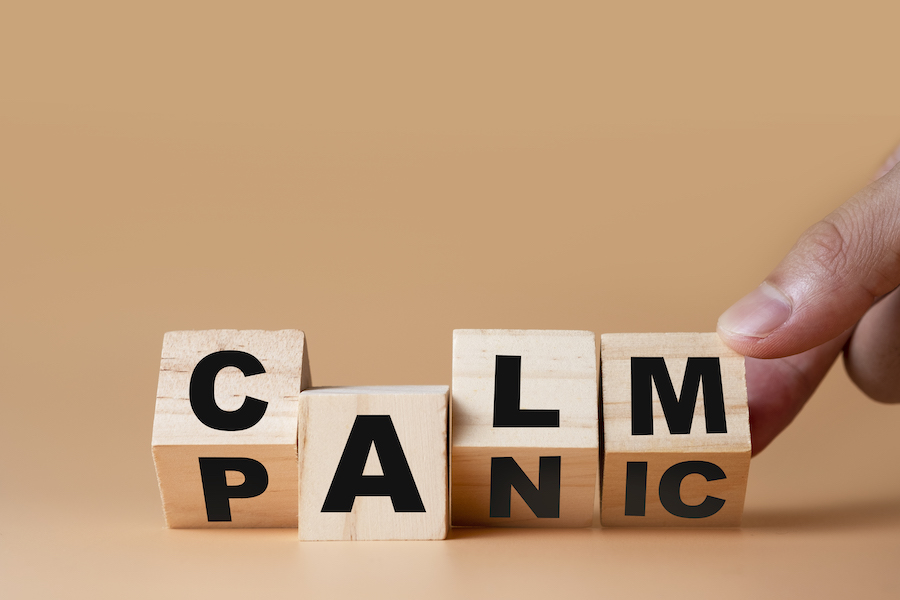 sedation dentistry, image of word panic being changed to calm, dental anxiety